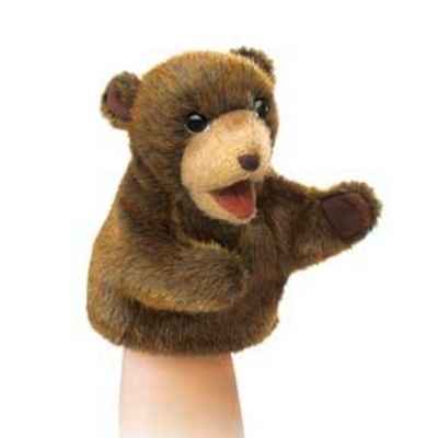 Marionnette peluche  petit ours brun assise folkmanis 2926
