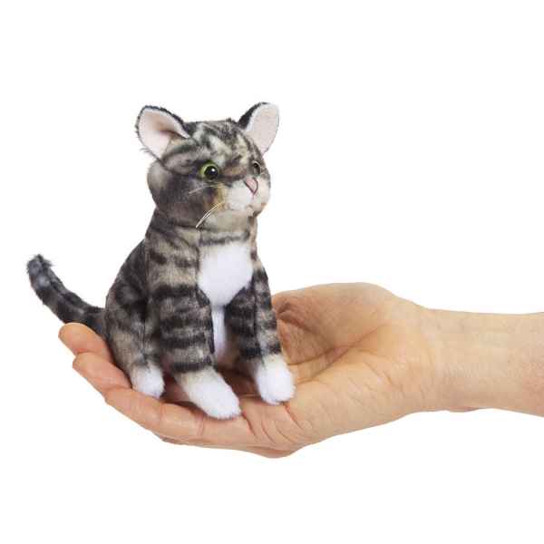 Marionnette a doigt Mini chat tigre gris assis folkmanis -2791