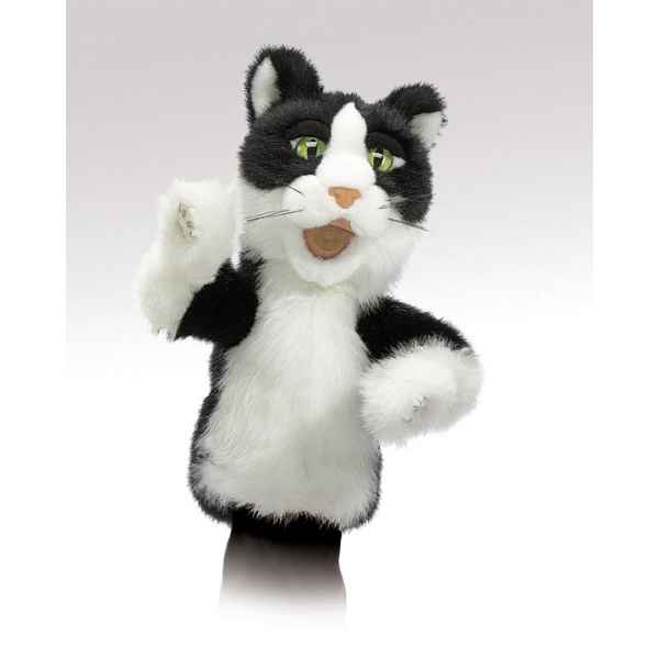 Marionnette peluche chat noir blanc tom folkmanis 2916