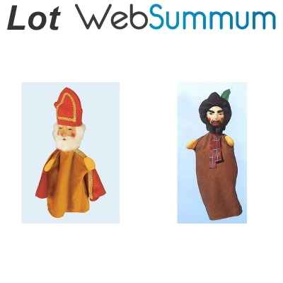 Lot 2 marionnettes Noel a main avec Saint Nicolas et le brigand -LWS-365