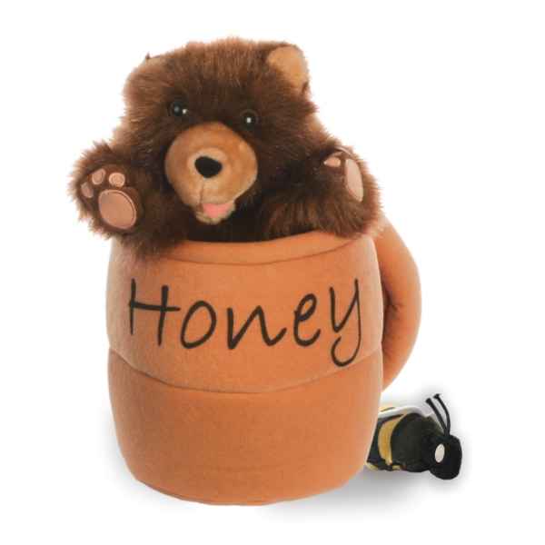 Marionnette Ours dans un pot a miel avec abeille The Puppet Company -PC003021