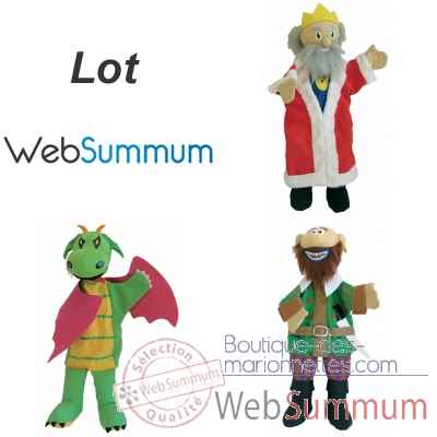 3 marionnettes a main classiques en tissus Ogre, Dragon et Roi -LWS-517