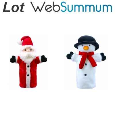 2 Marionnettes a main Noel et bonhomme de neige -LWS-324