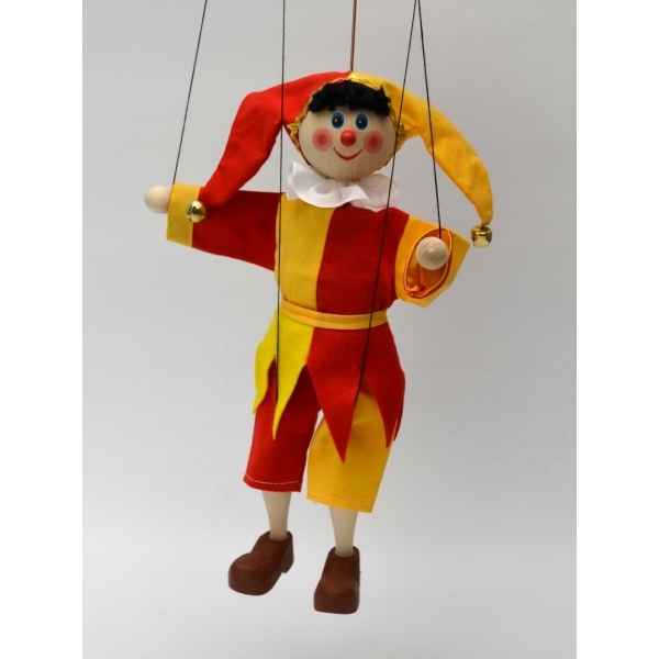 Marionnette a fils clown fou du roi en bois -18158B