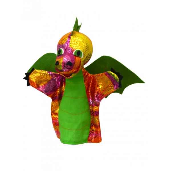 Marionnette a main dragon vert arc en ciel -22478B
