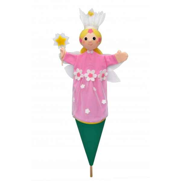 Marionnette marotte et main fee des fleurs rose -11087D