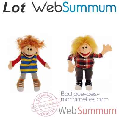 Marionnettes ventriloques Gars et Fille - Taille M - Lot -LWS-11390