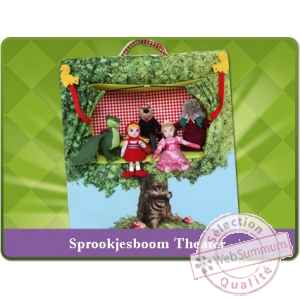 Theatre de marionnette avec 5 marionnettes a doigt sprockjesboom e92900