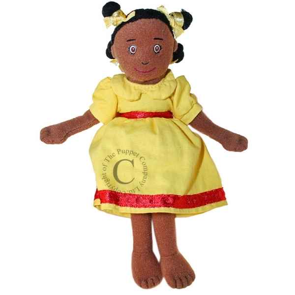 Marionnette a doigt fille avec robe jaune the puppet company -pc002034