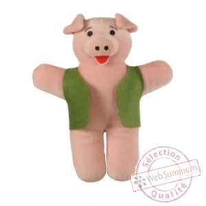 Marionnette a doigts cochon (veste verte) -PC002188 The Puppet Company